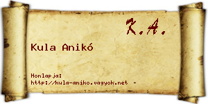 Kula Anikó névjegykártya